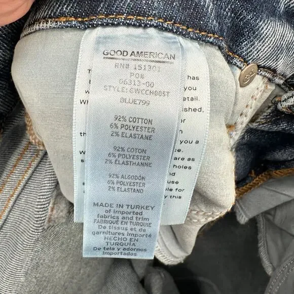 GOOD AMERICAN NWT Good Waist Crop Denim Jean in Blue799 // 14 - Picture 15 of 15